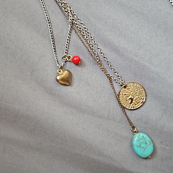 American Eagle multi chain charm necklace - Picture 2 of 4